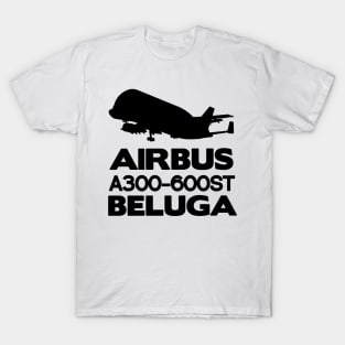 Airbus A300-600ST Beluga Silhouette Print (Black) T-Shirt